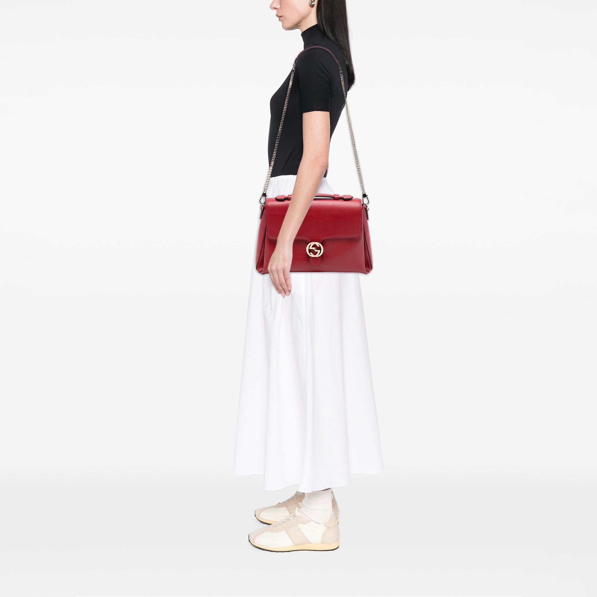 Medium Dollar Calf Interlocking G Satchel - Image 7