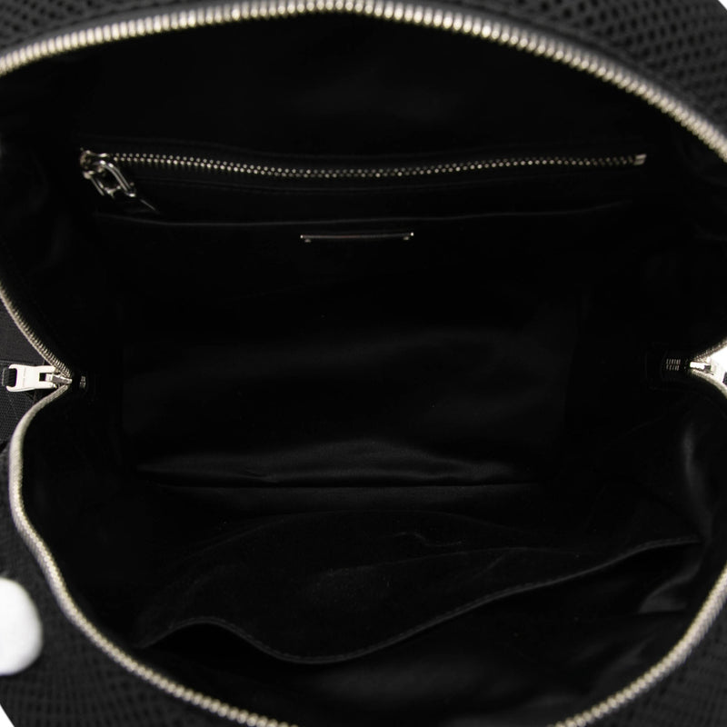 Leather Trimmed Matelasse Crystal Embellished Nylon Backpack - Image 4