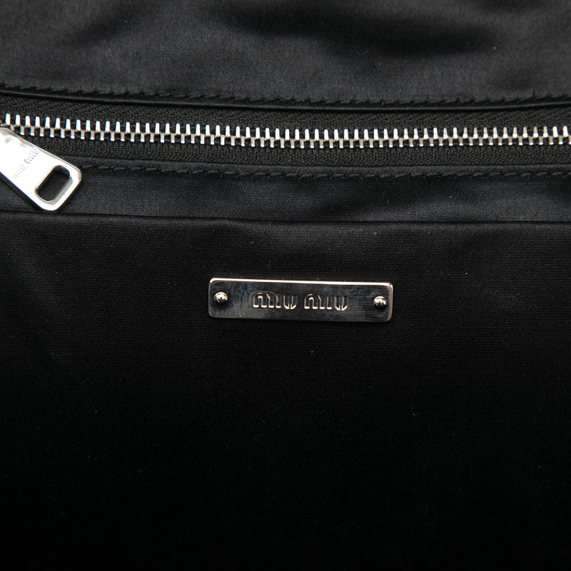 Leather Trimmed Matelasse Crystal Embellished Nylon Backpack - Image 5