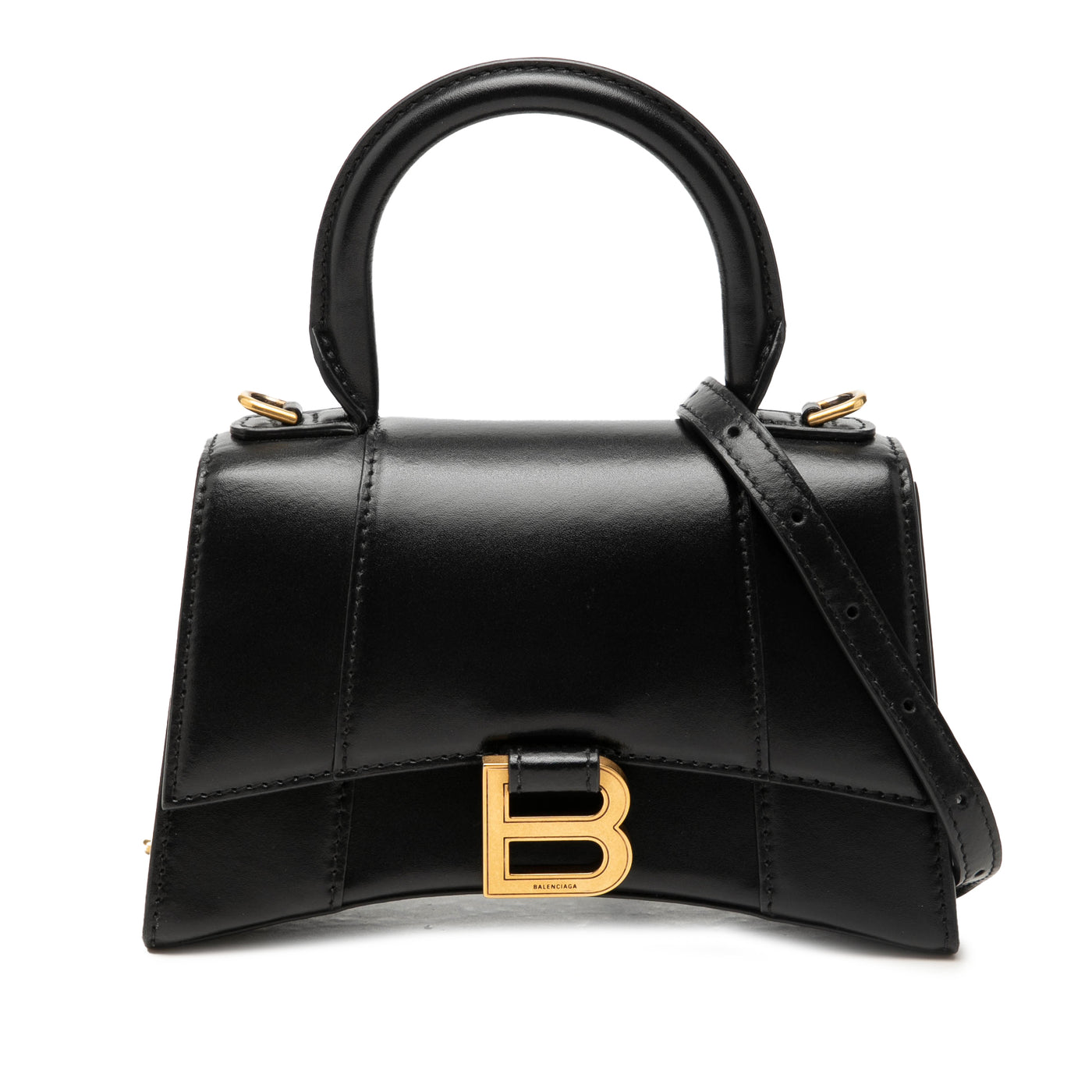 Small Shiny Box Calfskin Hourglass Top Handle Bag - Image 1