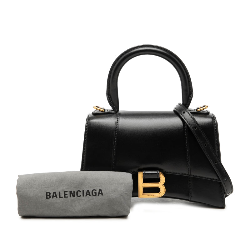 Small Shiny Box Calfskin Hourglass Top Handle Bag - Image 7