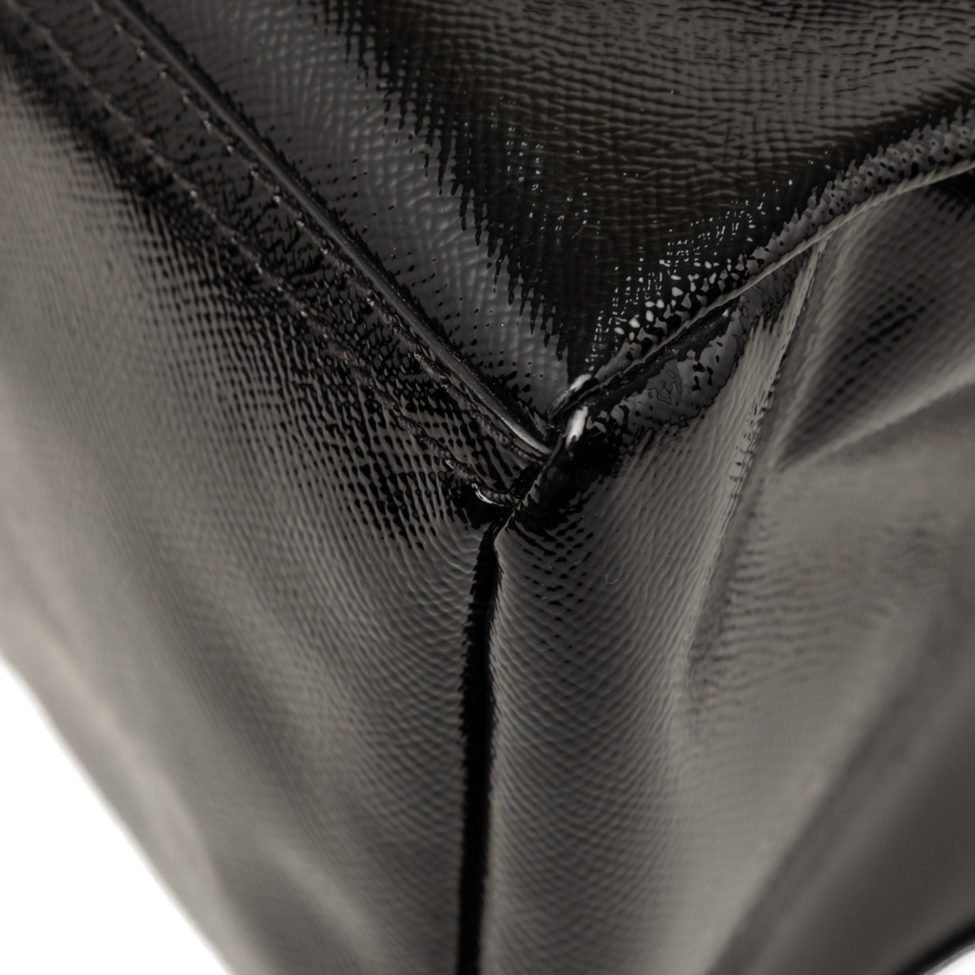 Medium Textured Patent Pandora Satchel - Image 7