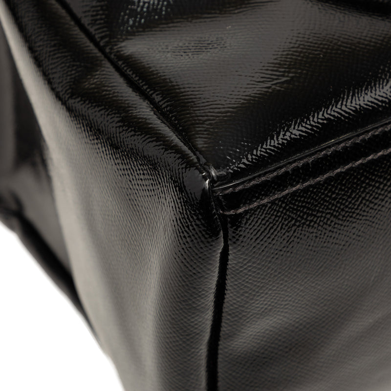 Medium Textured Patent Pandora Satchel - Image 8