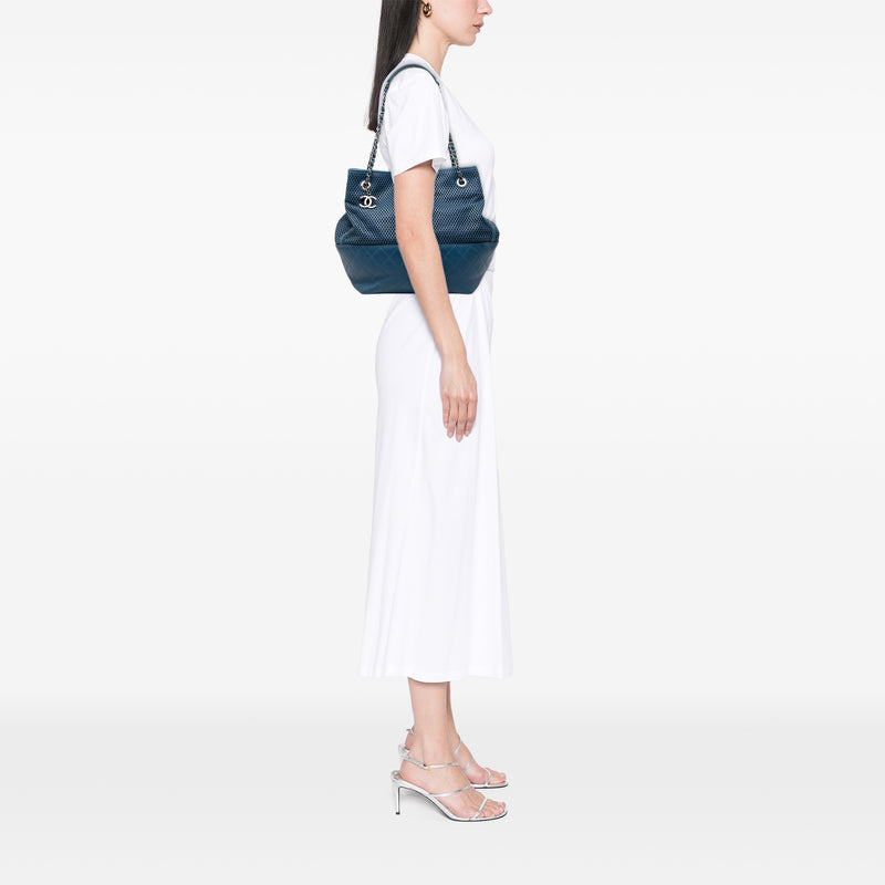 Perforated Calfskin Up In The Air North South Tote - Image 9