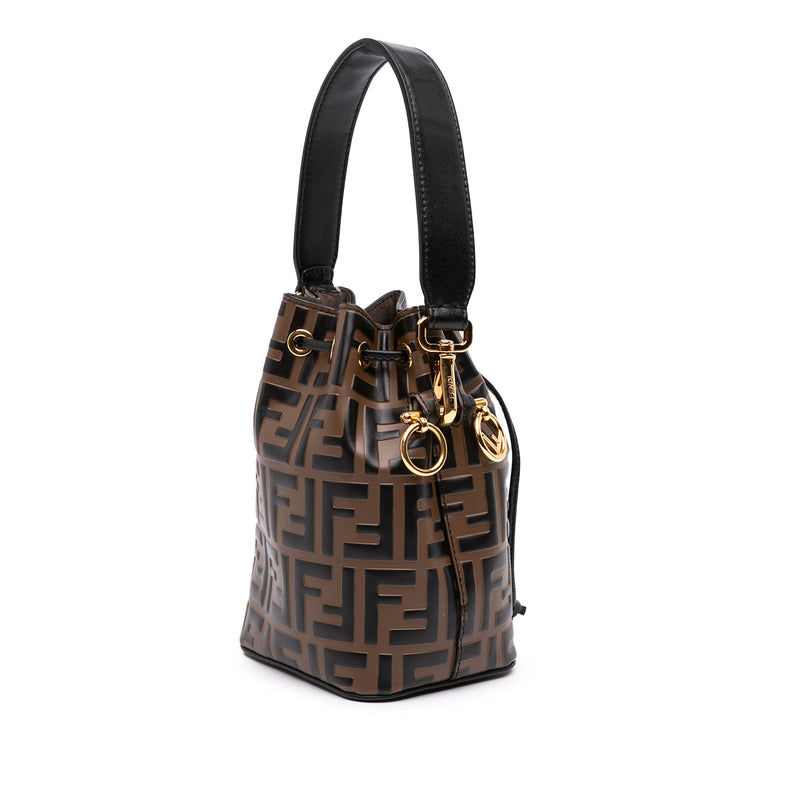 Mini FF 1974 Embossed Leather Mon Tresor Bucket Bag - Image 2