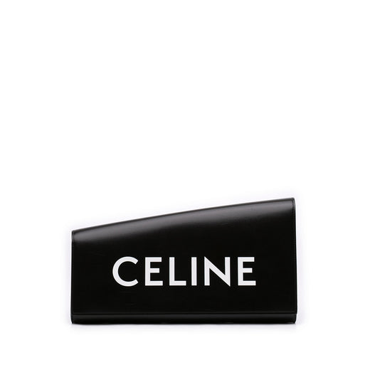 Leather Asymmetric Logo Clutch - Image 1