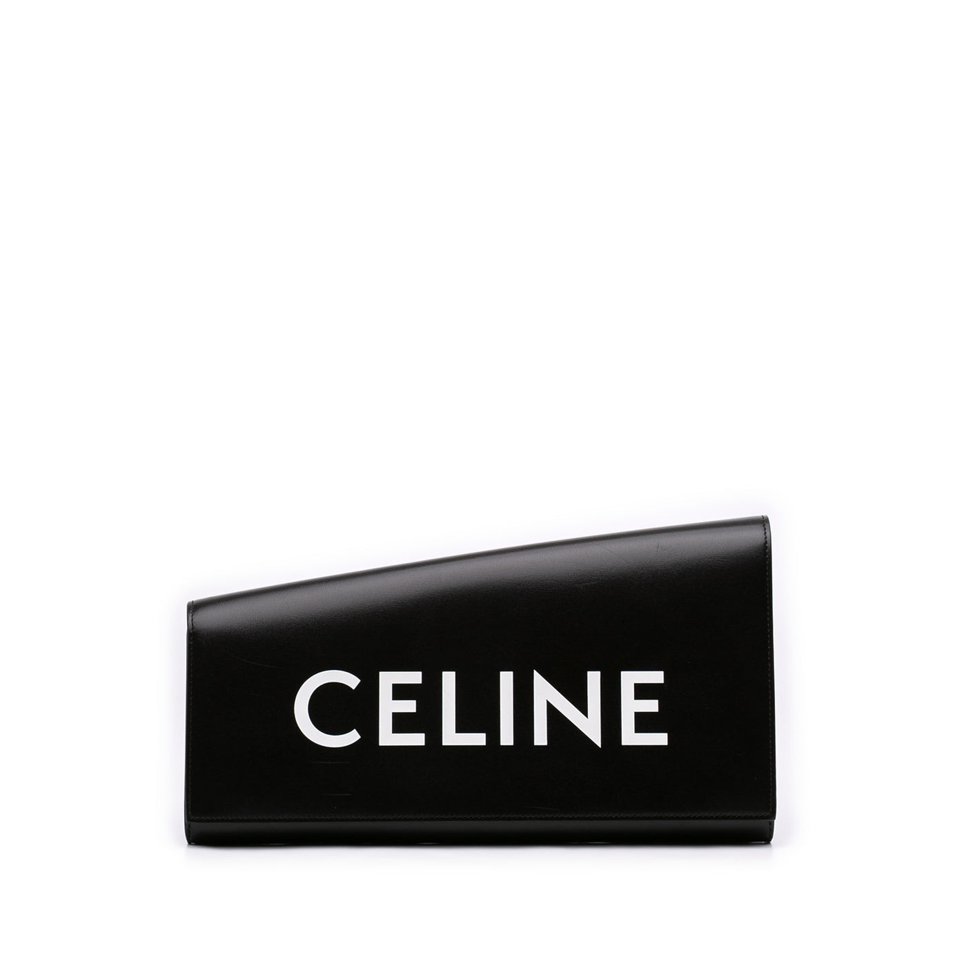 Leather Asymmetric Logo Clutch - Image 1
