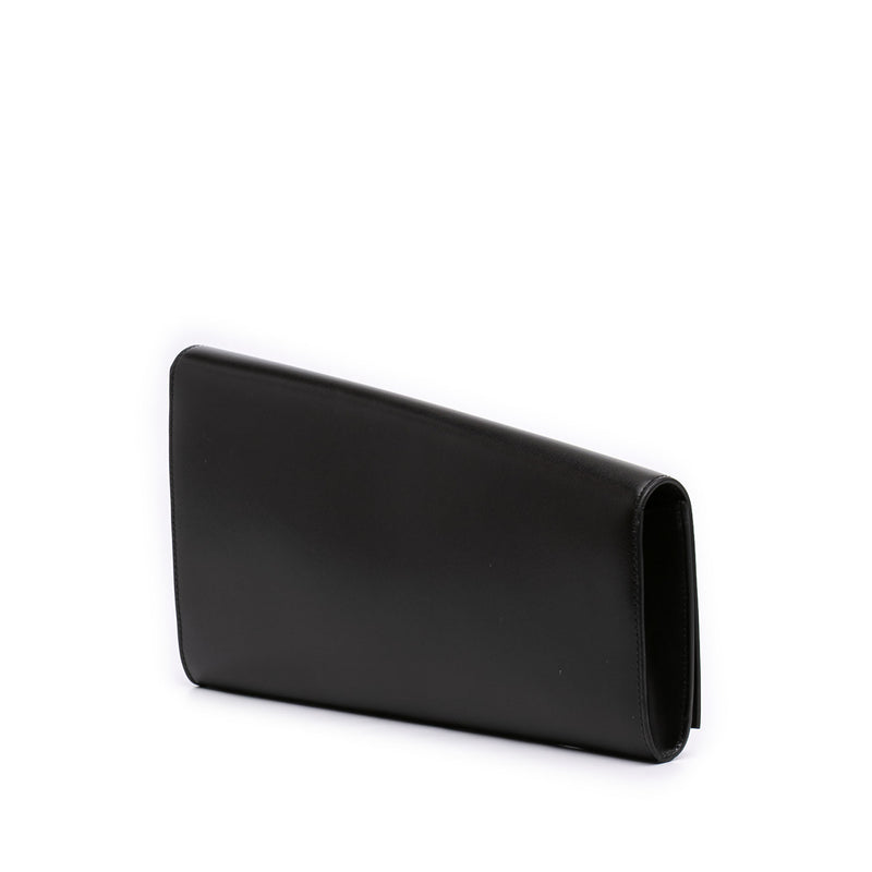 Leather Asymmetric Logo Clutch - Image 2