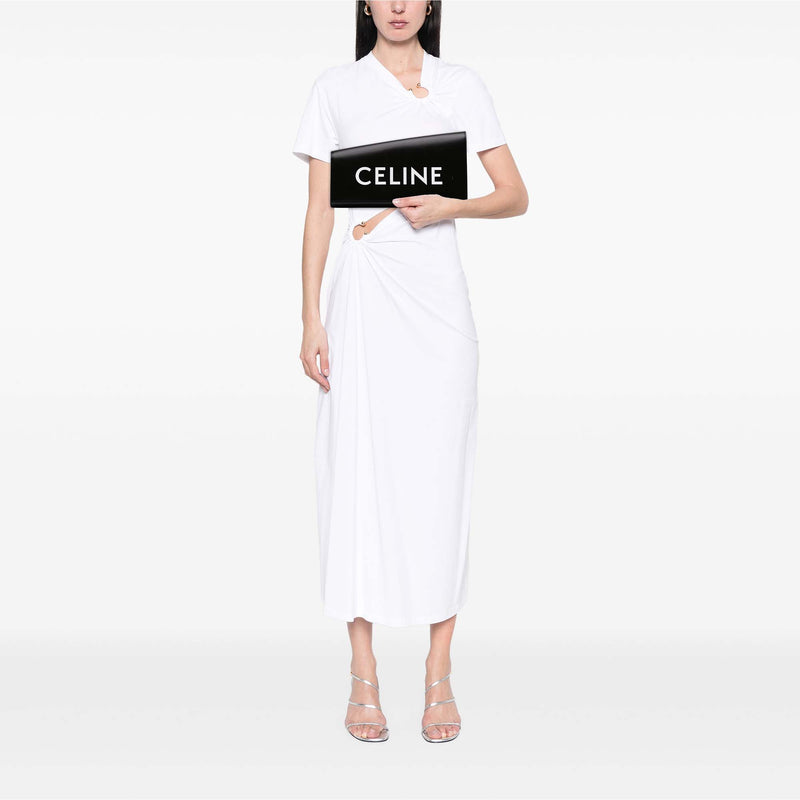 Leather Asymmetric Logo Clutch - Image 6
