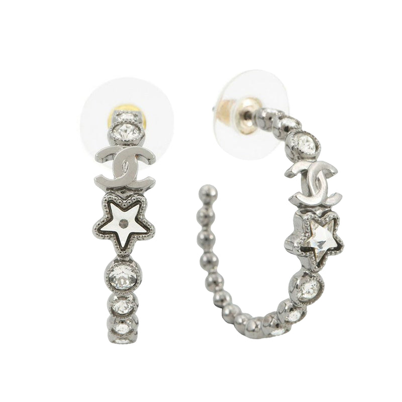 CC Silver Plated Crystal Star Push Back Earrings - Image 3