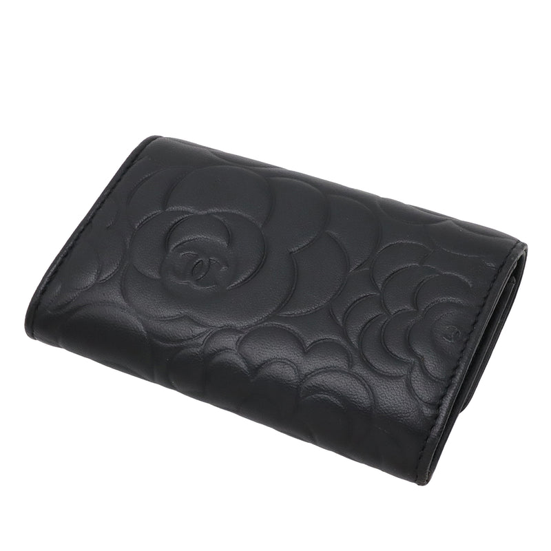 CC Embossed Leather Camellia Card Holder - Image 2
