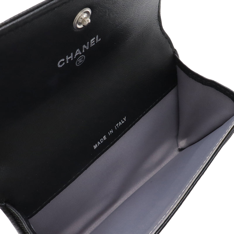 CC Embossed Leather Camellia Card Holder - Image 3