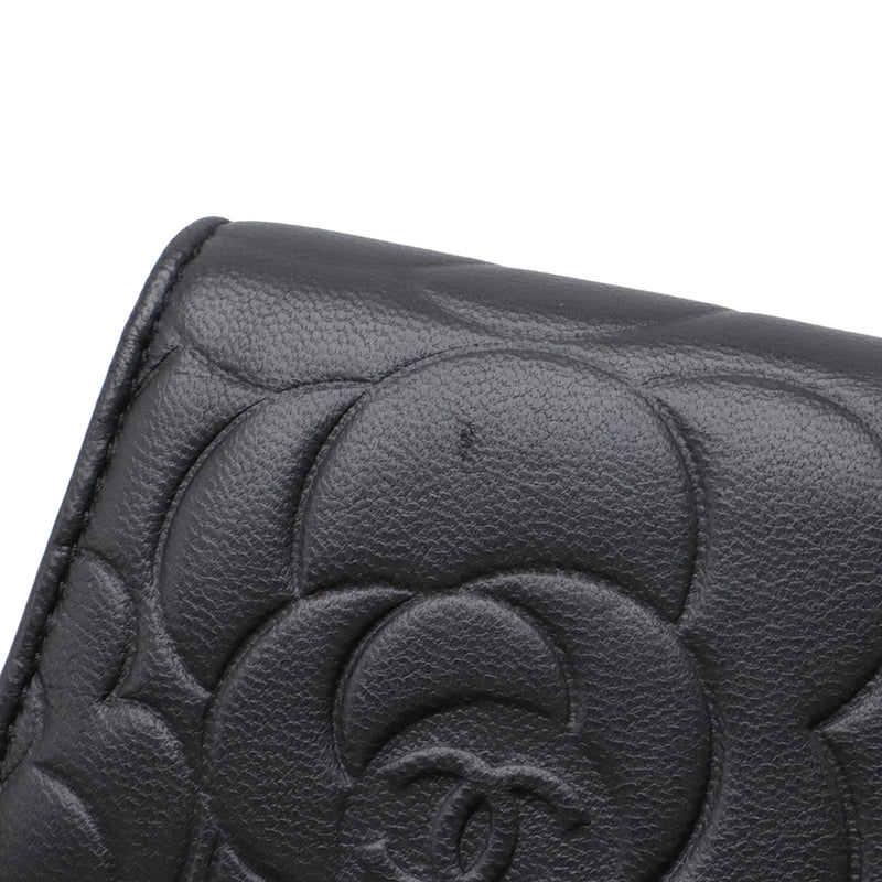 CC Embossed Leather Camellia Card Holder - Image 7