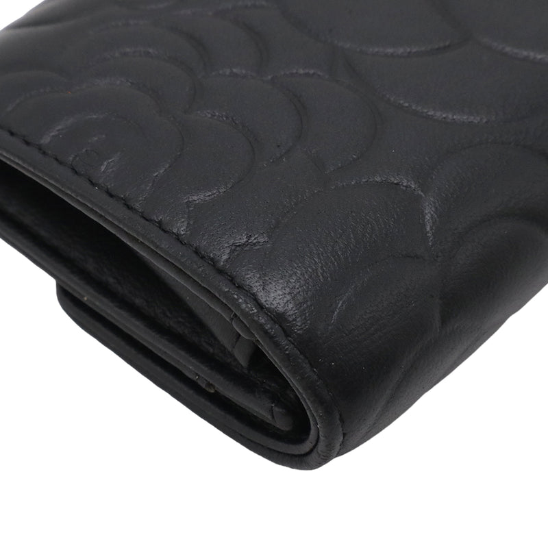 CC Embossed Leather Camellia Card Holder - Image 8