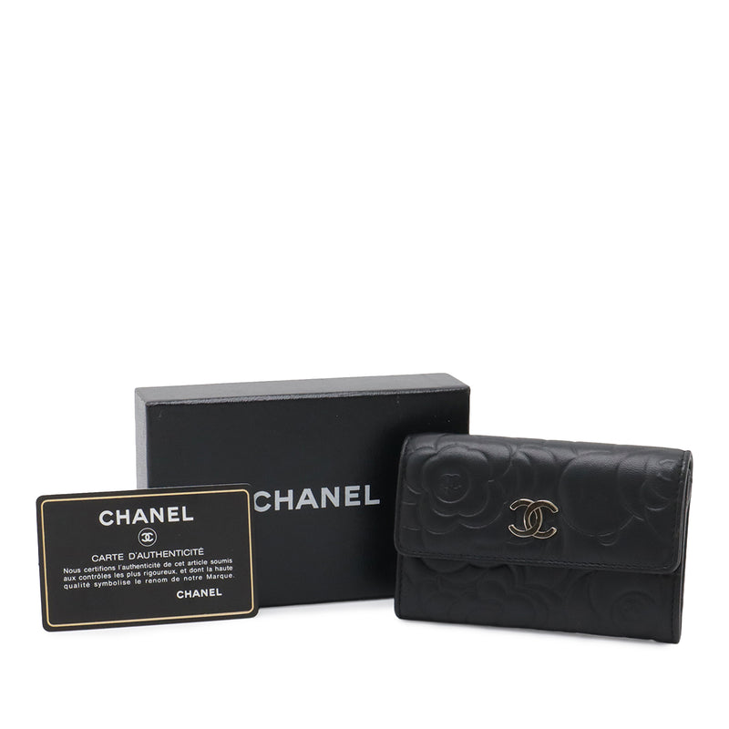 CC Embossed Leather Camellia Card Holder - Image 9