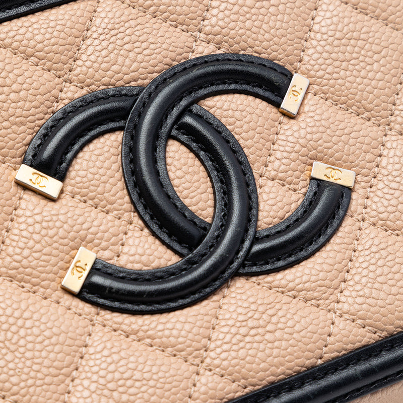 Small Bicolor Caviar CC Filigree Vanity Case - Image 5