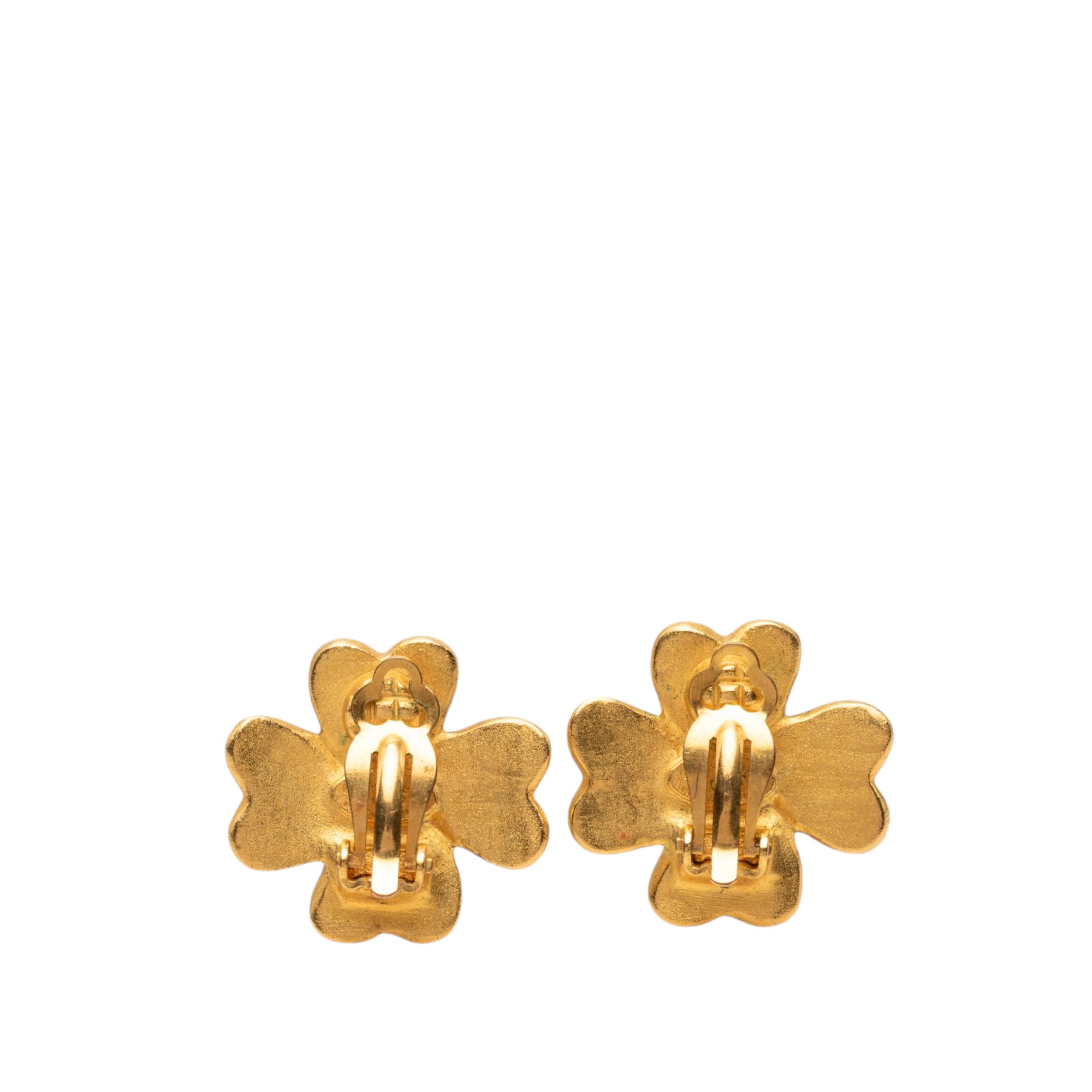 CC Gold Plated Clover Clip On Earrings - Image 2