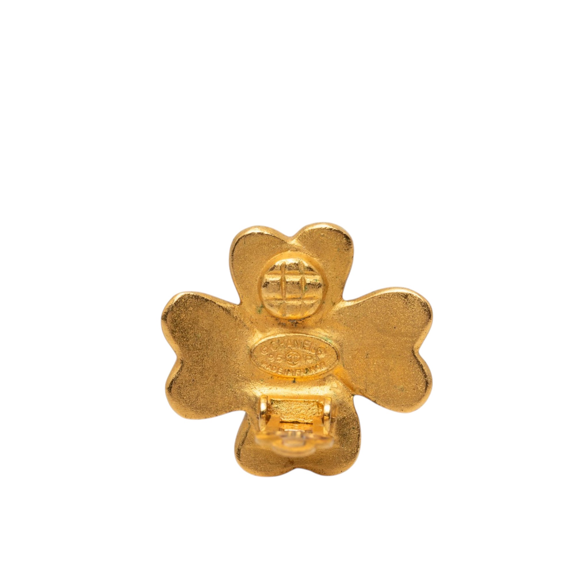 CC Gold Plated Clover Clip On Earrings - Image 3