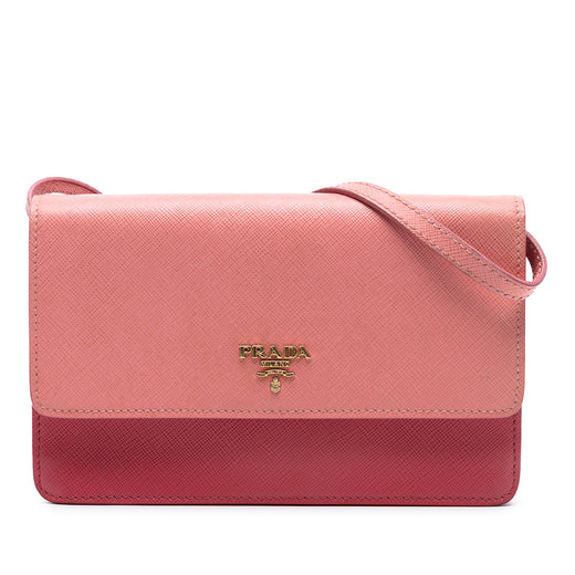 Bicolor Saffiano Lux Wallet On Strap - Image 1