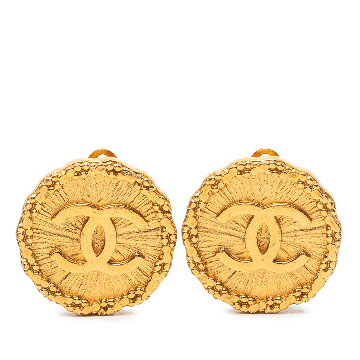 CC Gold Plated Sunburst Round Clip On Earrings - Image 1