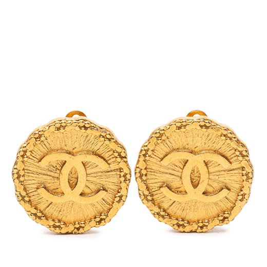 CC Gold Plated Sunburst Round Clip On Earrings - Image 1