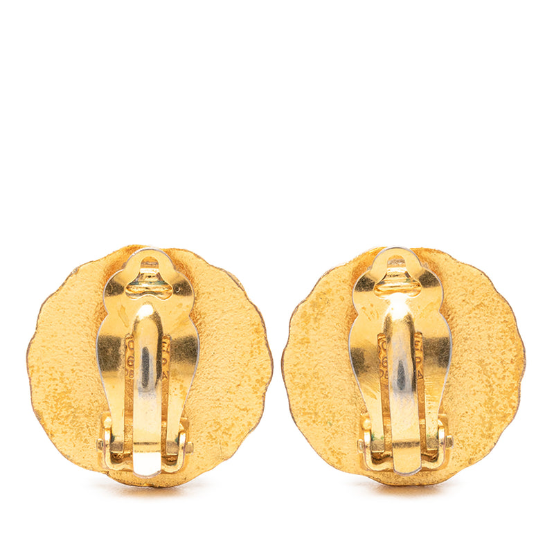 CC Gold Plated Sunburst Round Clip On Earrings - Image 2