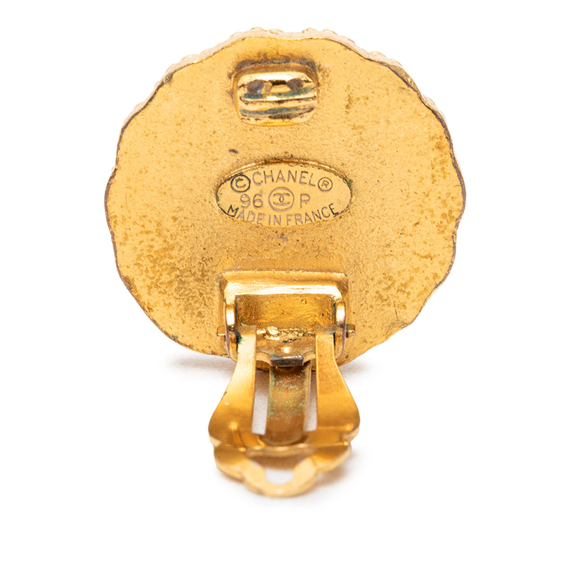 CC Gold Plated Sunburst Round Clip On Earrings - Image 3
