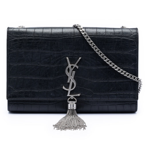 Medium Croc Embossed Leather Kate Tassel Crossbody - Image 1