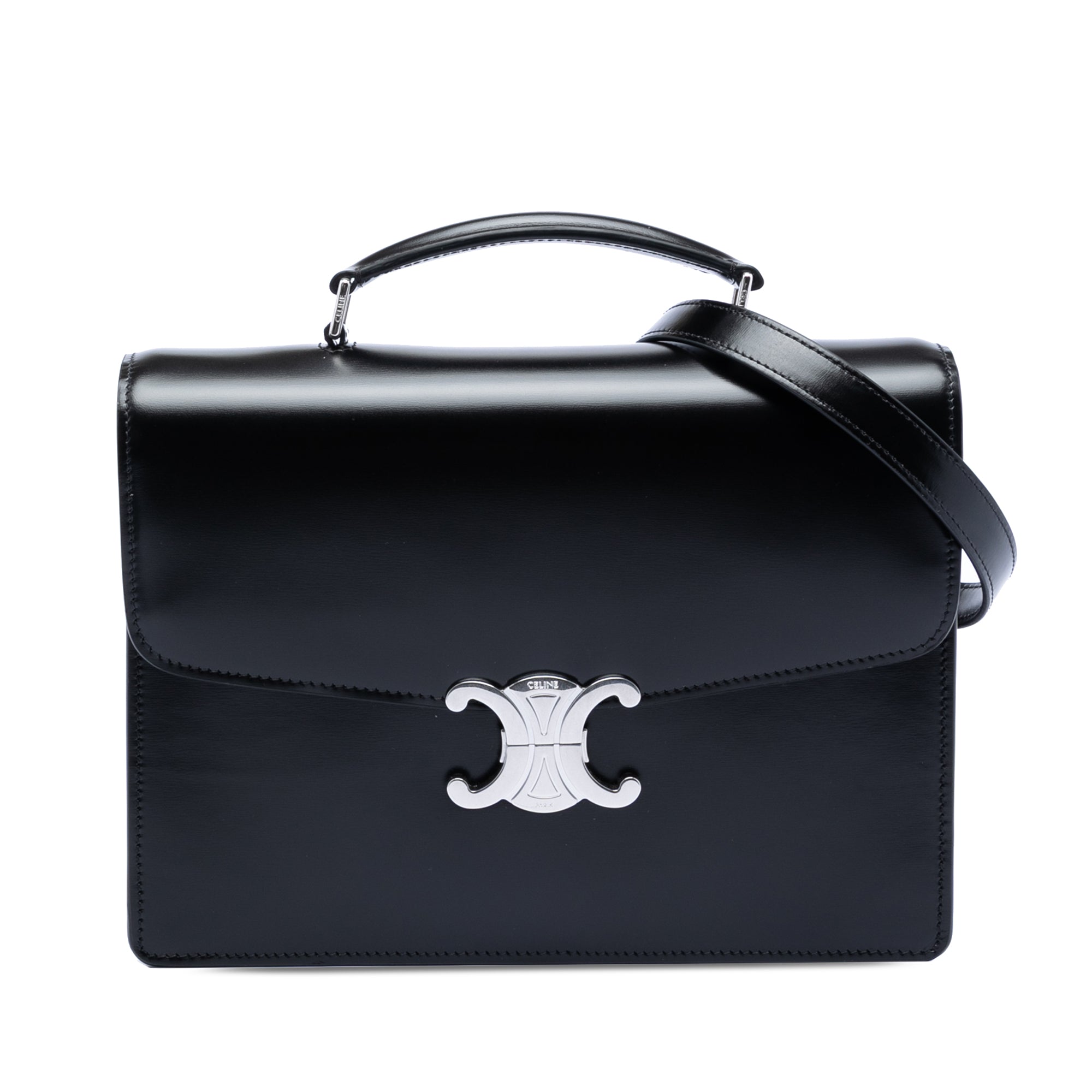 Small Shiny Calfskin Triomphe Cartable Satchel - Image 1