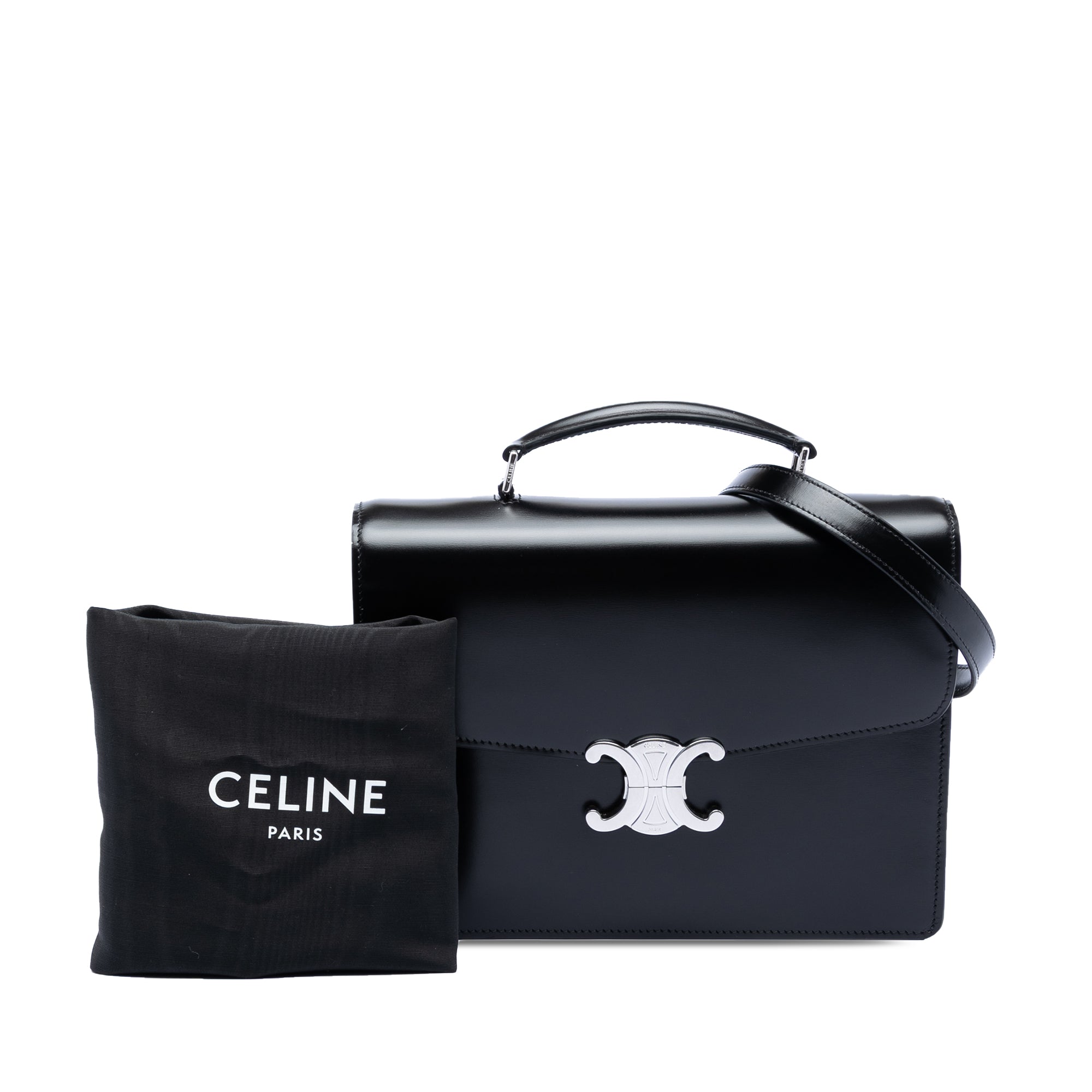 Small Shiny Calfskin Triomphe Cartable Satchel - Image 7