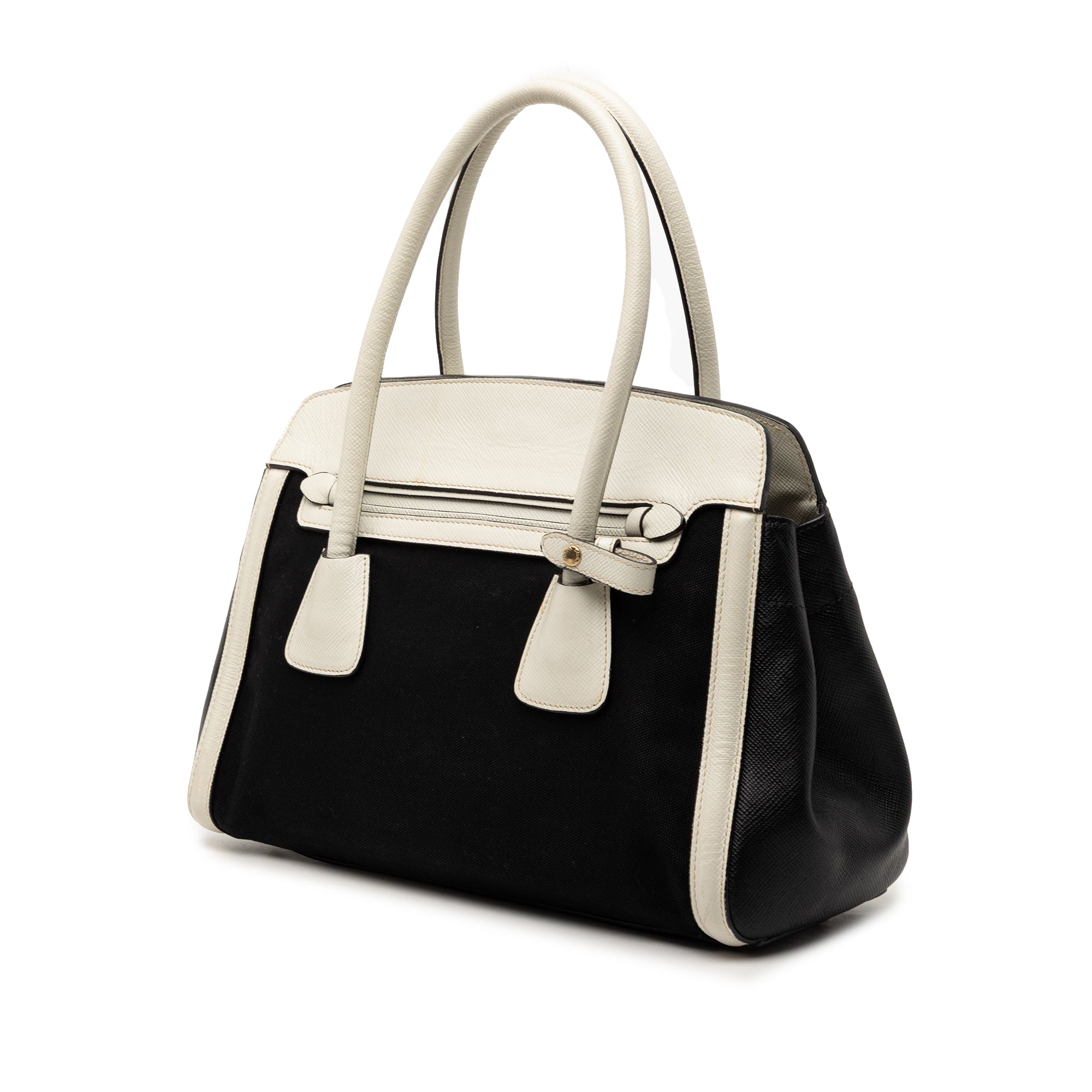 Bicolor Saffiano Cuir Trimmed Canvas Satchel - Image 2