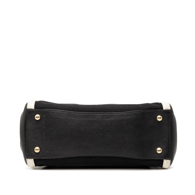 Bicolor Saffiano Cuir Trimmed Canvas Satchel - Image 3