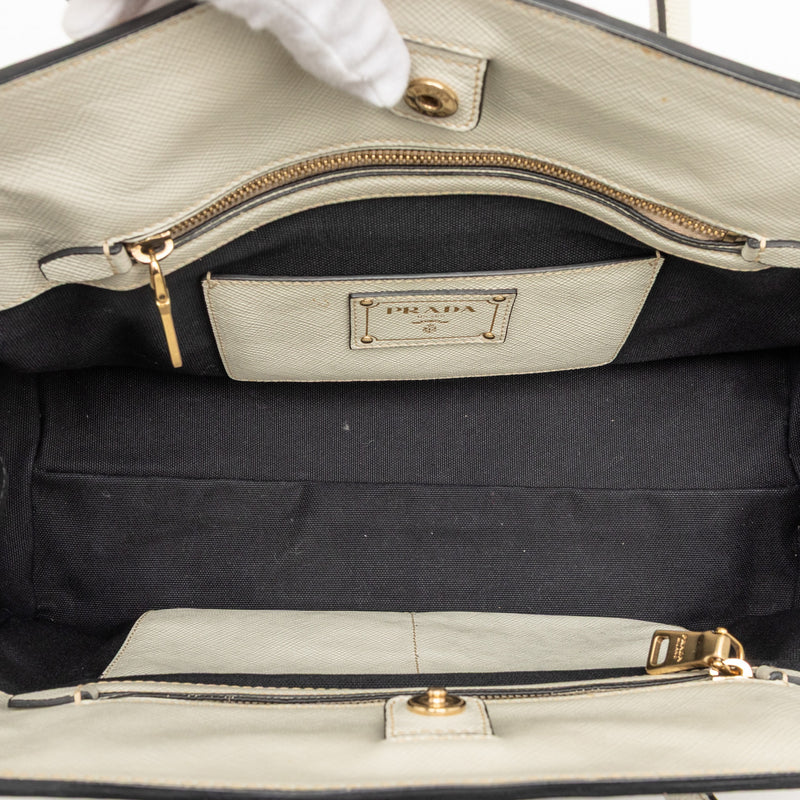 Bicolor Saffiano Cuir Trimmed Canvas Satchel - Image 4
