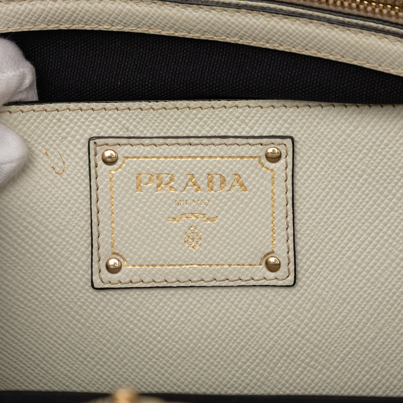 Bicolor Saffiano Cuir Trimmed Canvas Satchel - Image 5