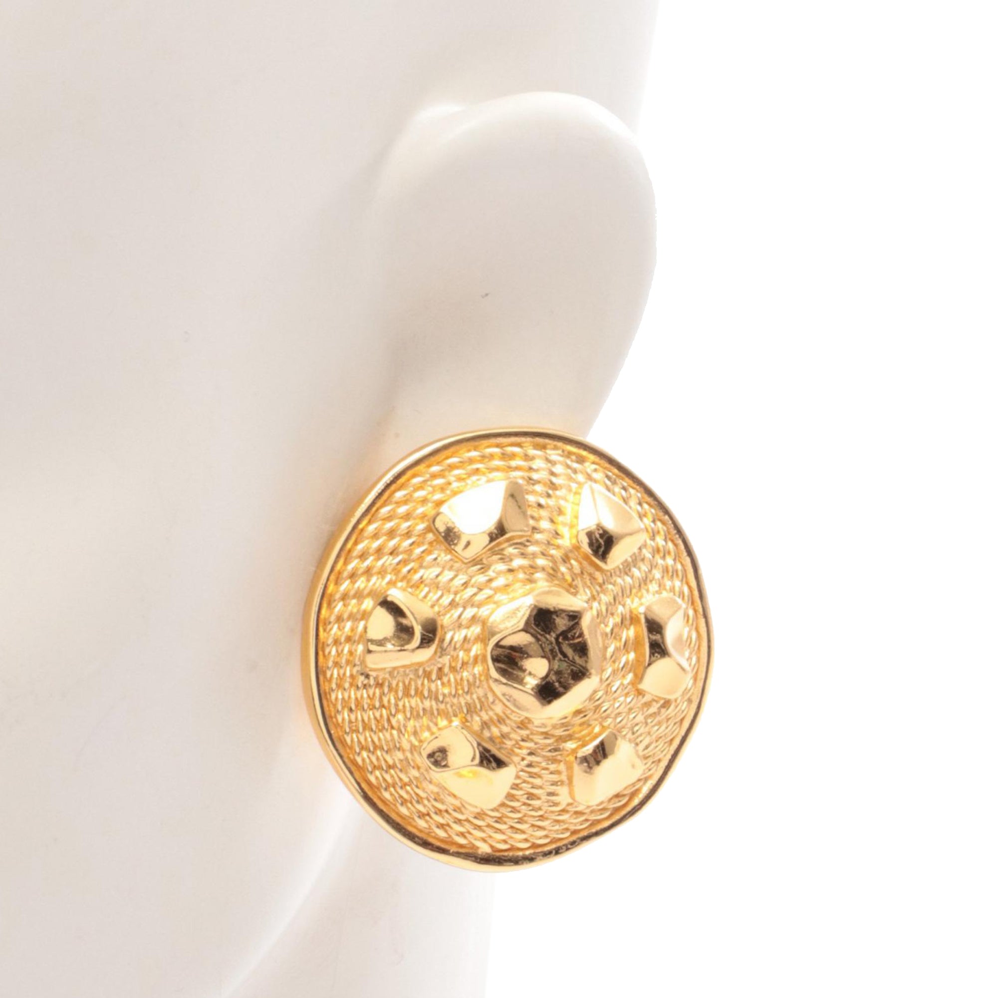 Gold Plated Round Clip On Earrings - Image 5
