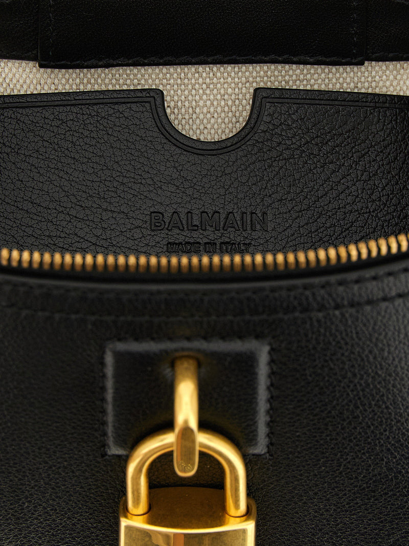 Balmain Pulse Top Handle Bag — Black Buffalo Leather