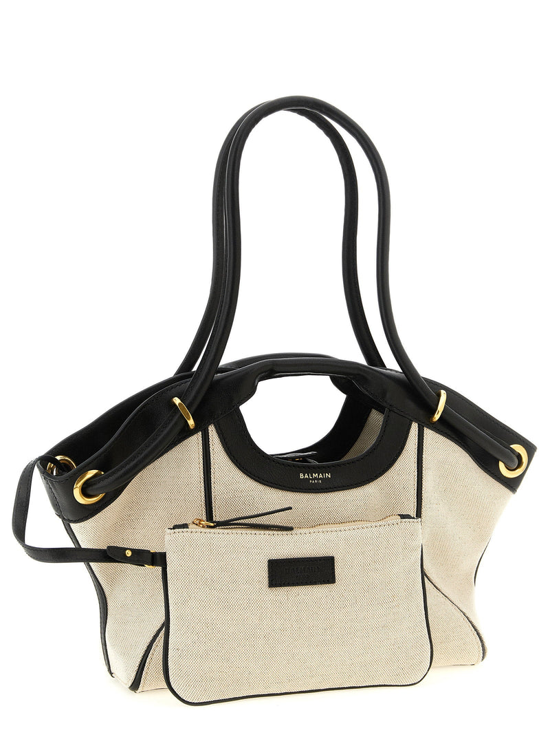 Balmain Paris Tote Bag — Multicolor Cotton And Linen Blend Canvas