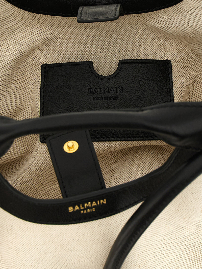 Balmain Paris Tote Bag — Multicolor Cotton And Linen Blend Canvas