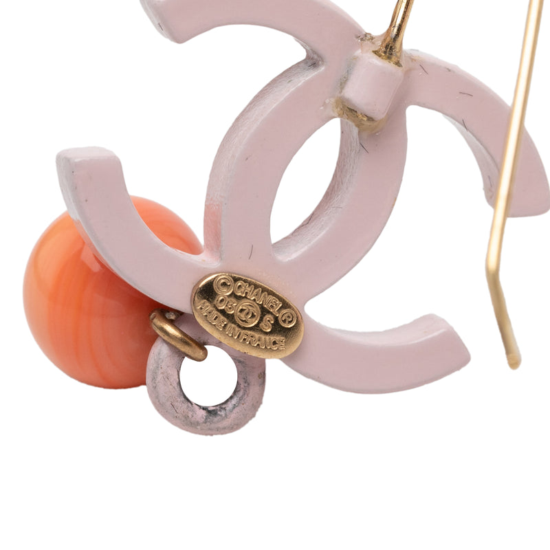 CC Gold Plated Resin Bead Drop Fish Hook Earrings - Image 3