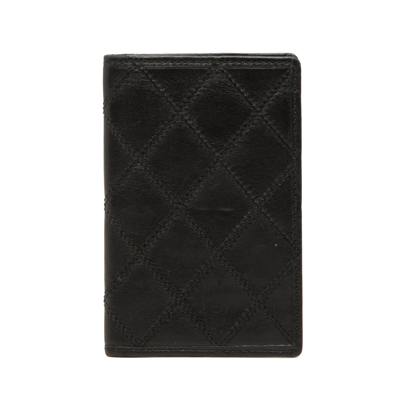 Quilted Lambskin Double Stitch Bifold Card Holder - Image 1