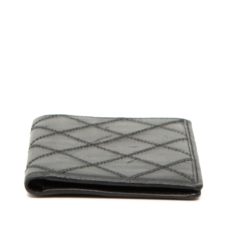 Quilted Lambskin Double Stitch Bifold Card Holder - Image 3