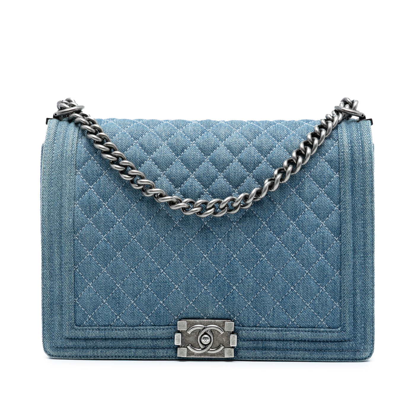 Large Quilted Denim Boy Flap - Image 1