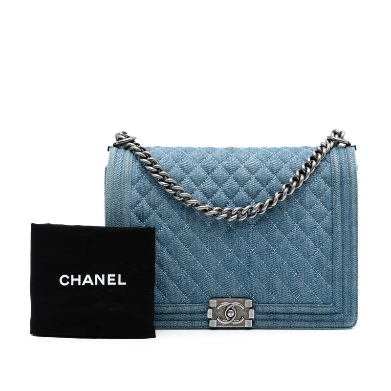 Large Quilted Denim Boy Flap - Image 8