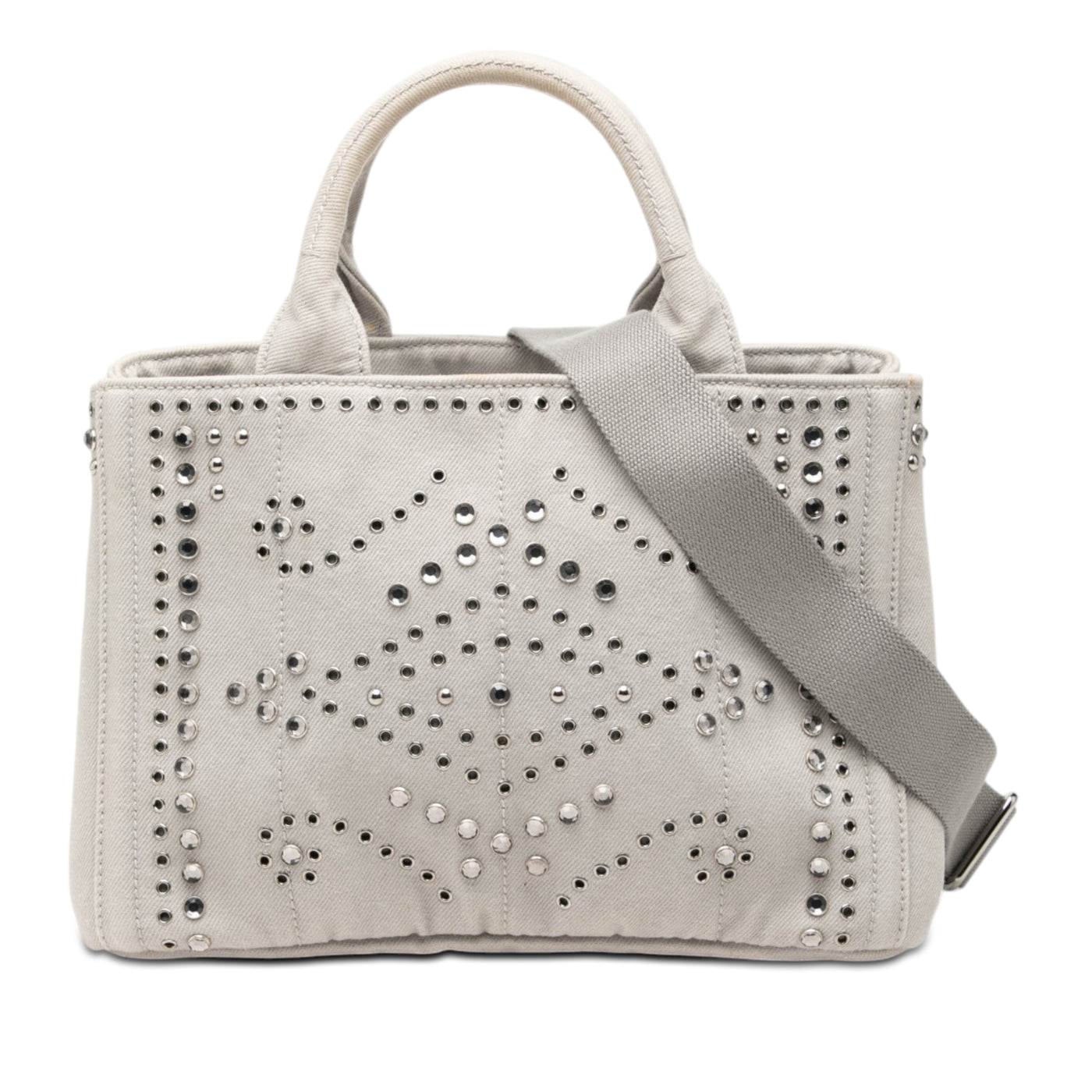 Small Denim Canapa Bijoux and Grommet Satchel - Image 1