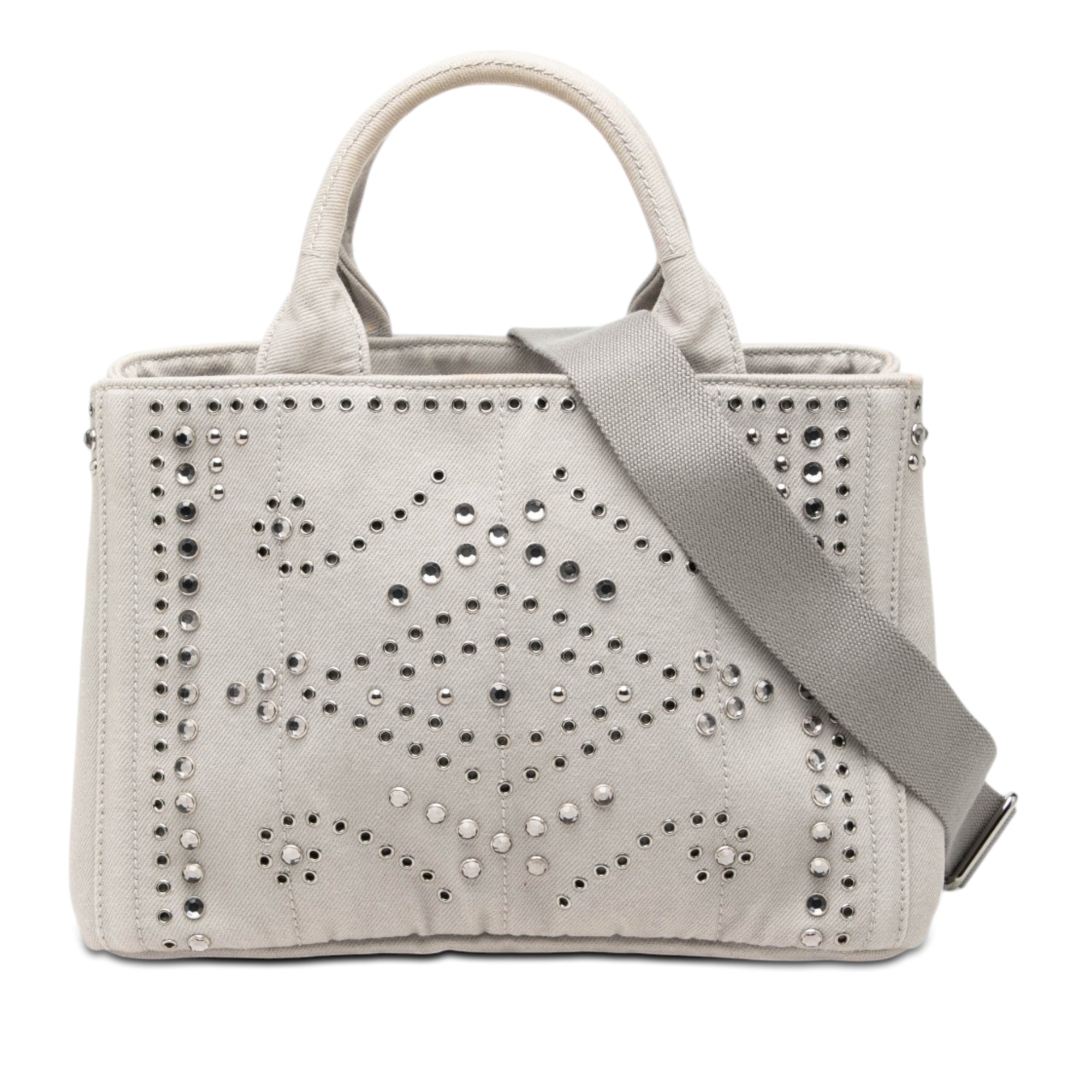 Small Denim Canapa Bijoux and Grommet Satchel - Image 1
