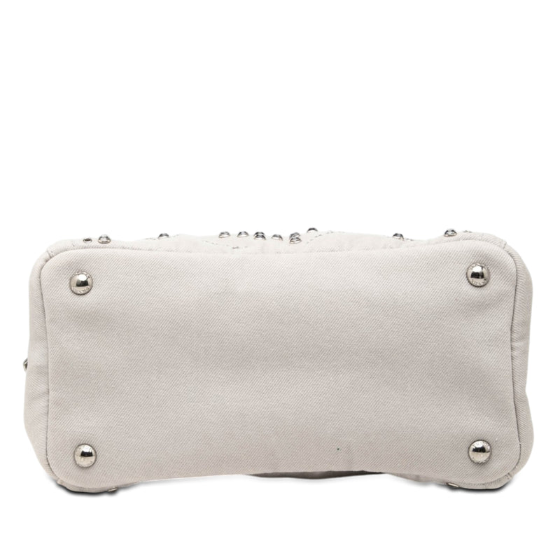 Small Denim Canapa Bijoux and Grommet Satchel - Image 3