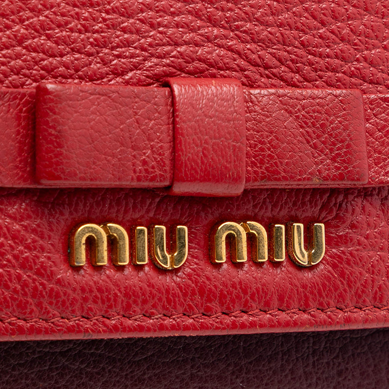 Bicolor Goatskin Madras Bow Wallet on Chain - Image 5