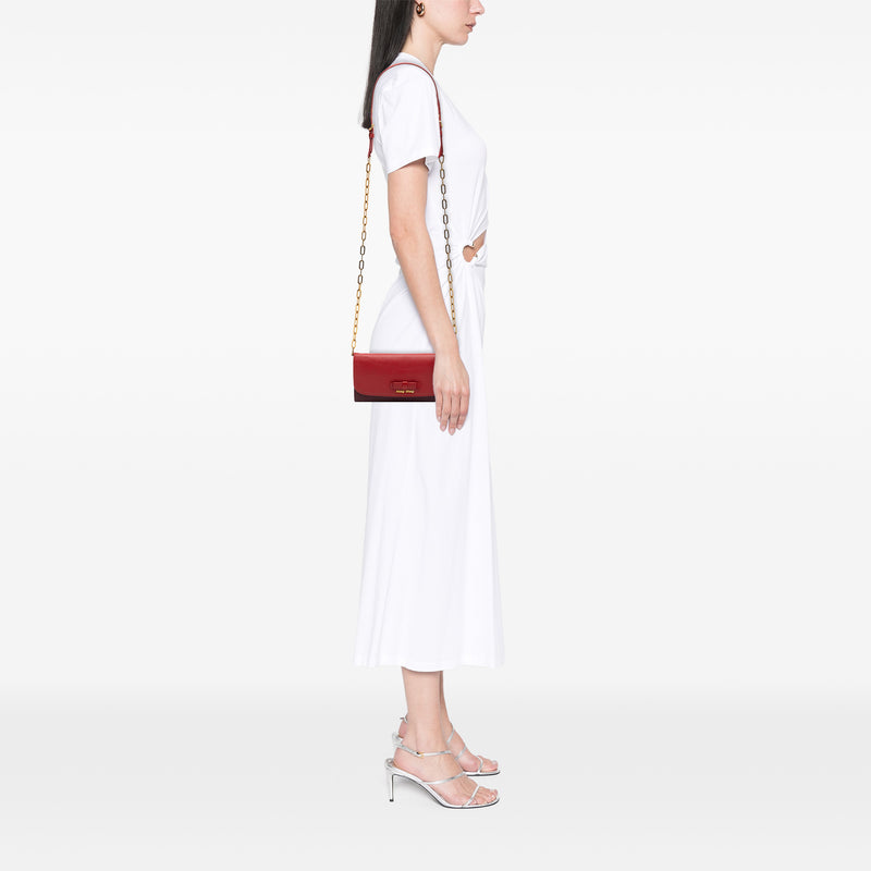 Bicolor Goatskin Madras Bow Wallet on Chain - Image 6