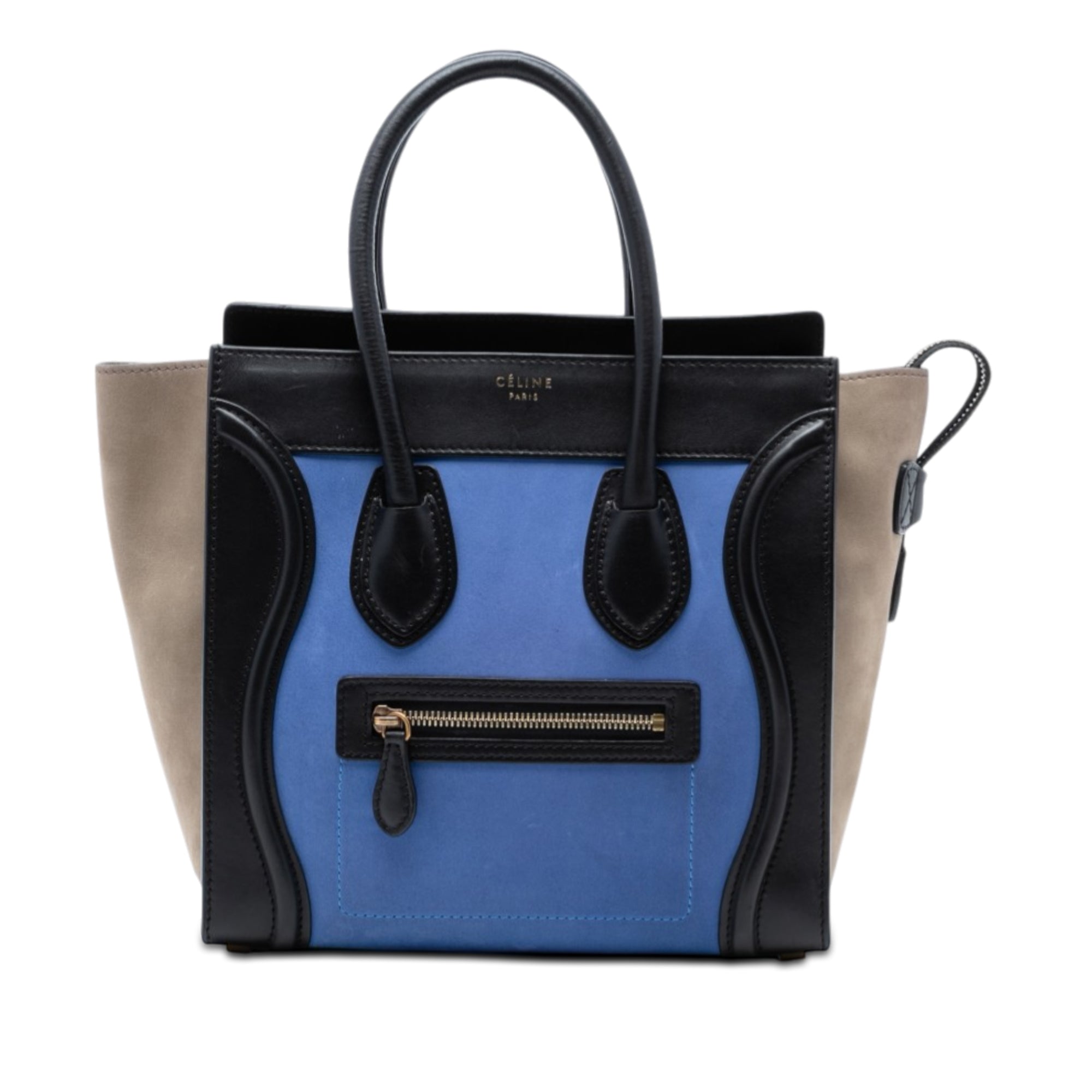 Micro Tricolor Calfskin and Suede Luggage Tote - Image 1
