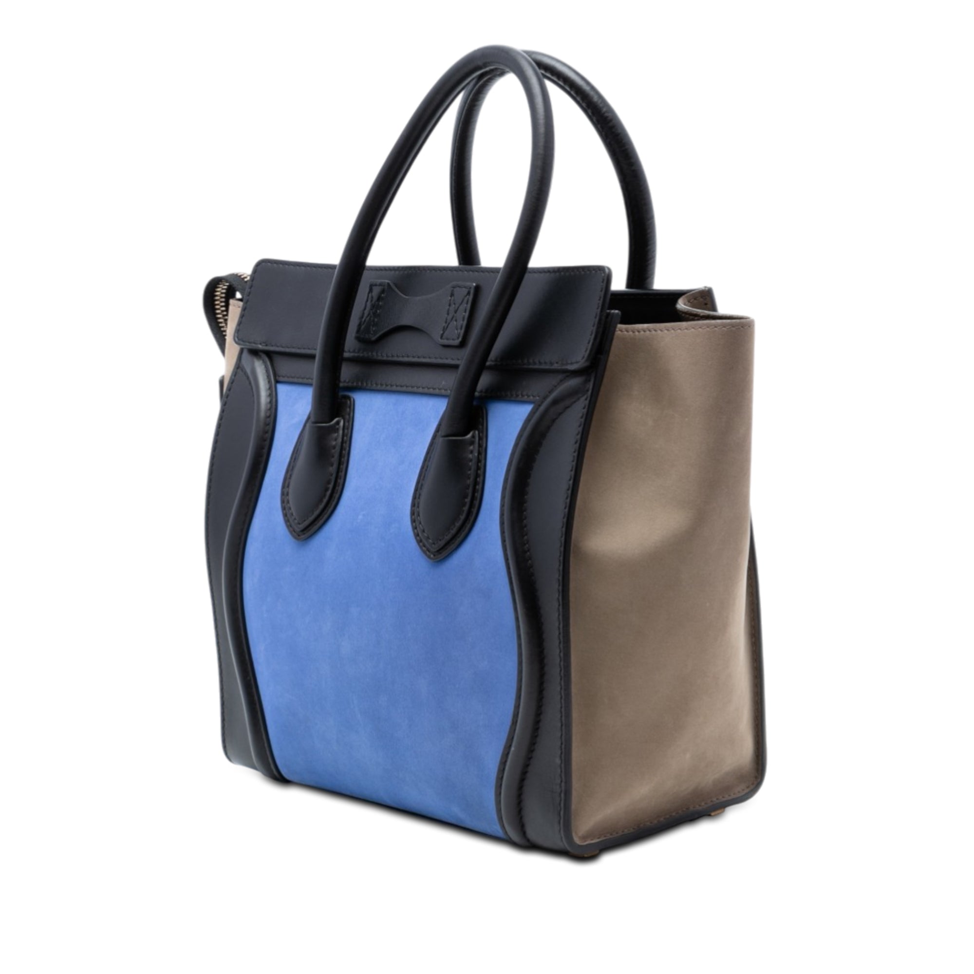 Micro Tricolor Calfskin and Suede Luggage Tote - Image 2
